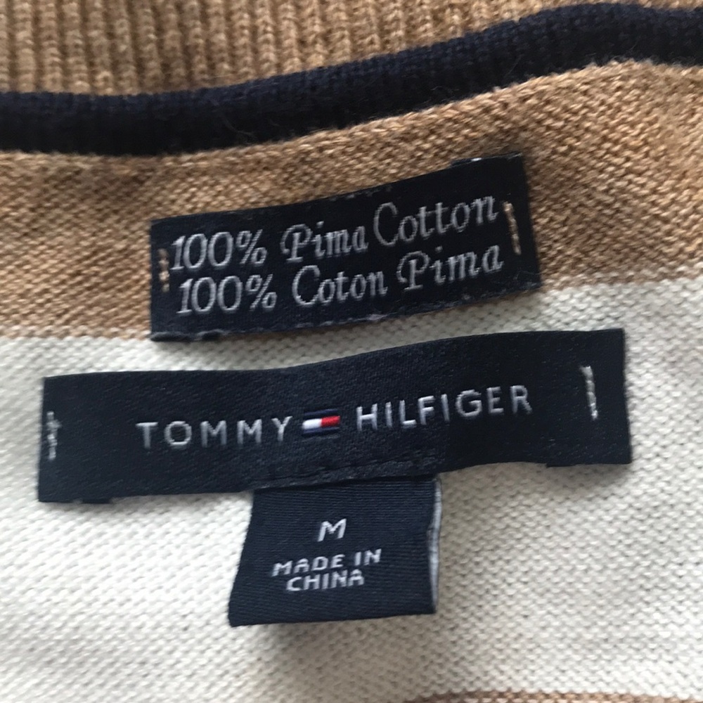 Tommy Hilfiger Brown and Pink V-Neck Sweater - Picture 6 of 9